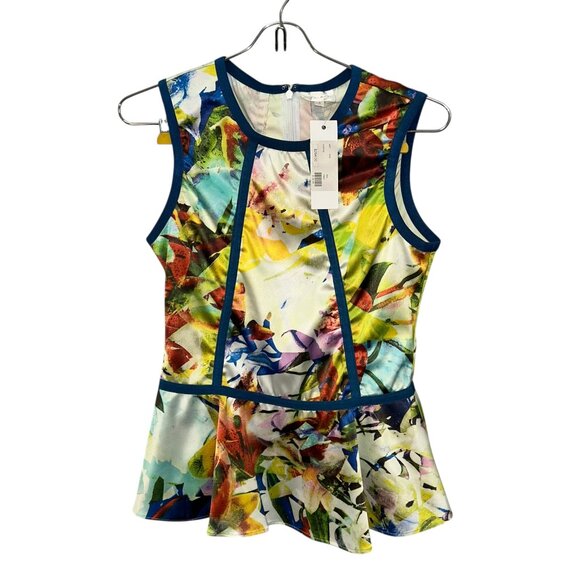 Parker NEW NWT abstract ART to wear peplum fitted zip top S $264 - Picture 1 of 4